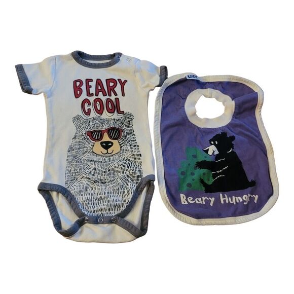 Lazy One Other - Lazy One  baby Size 18 Month Beary Cool Bodysuit one piece with bib.